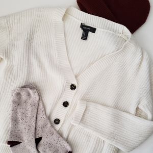 Forever 21 White Knit Chunky Cardigan